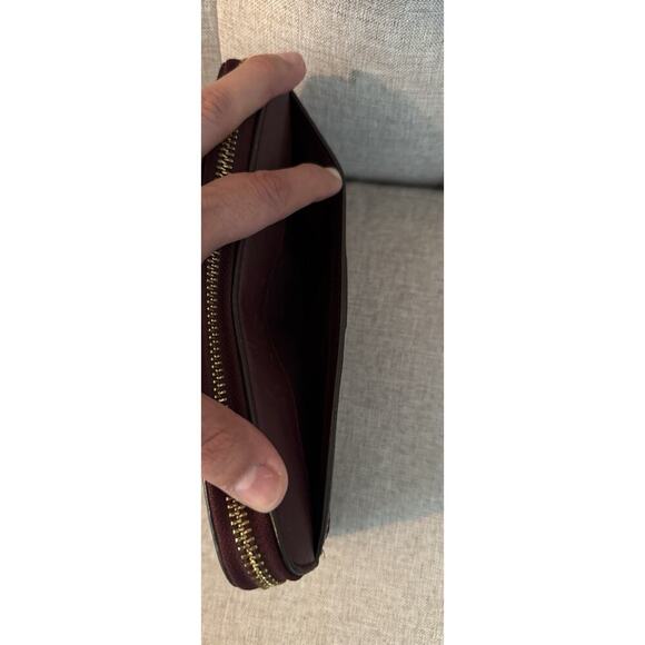 Coach Vintage Campbell Burgundy Leather Wallet Large Zip Gold - Picture 5 of 10